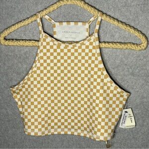 NWT Small White & Beige Checker Aeropostale Tank‎ Top Fall Harvest October